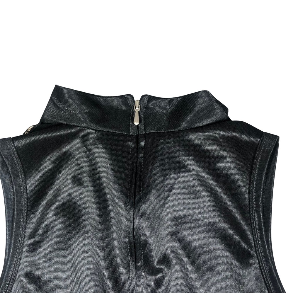 Vintage Diesel Maxi Dress Womens M Black Satin Mock Neck Sleeveless Made Italy - Picture 7 of 11